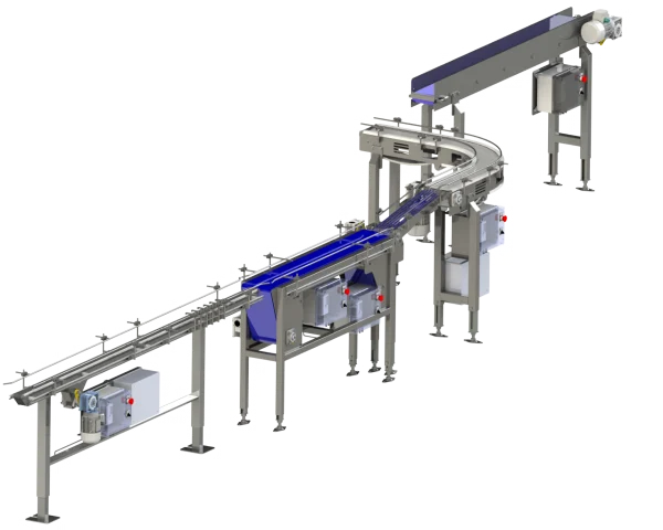 Ligne d’Etiquetage avec Détecteur à Métaux et Trieuse Pondérale